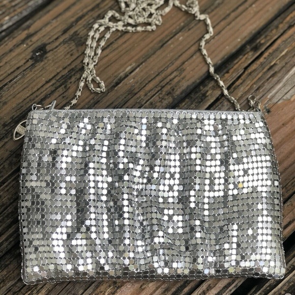 Vintage Handbags - Y & S Silver Mesh Purse Handbag Bag Pleated Metal Chain Strap Vintage 80s 90s
